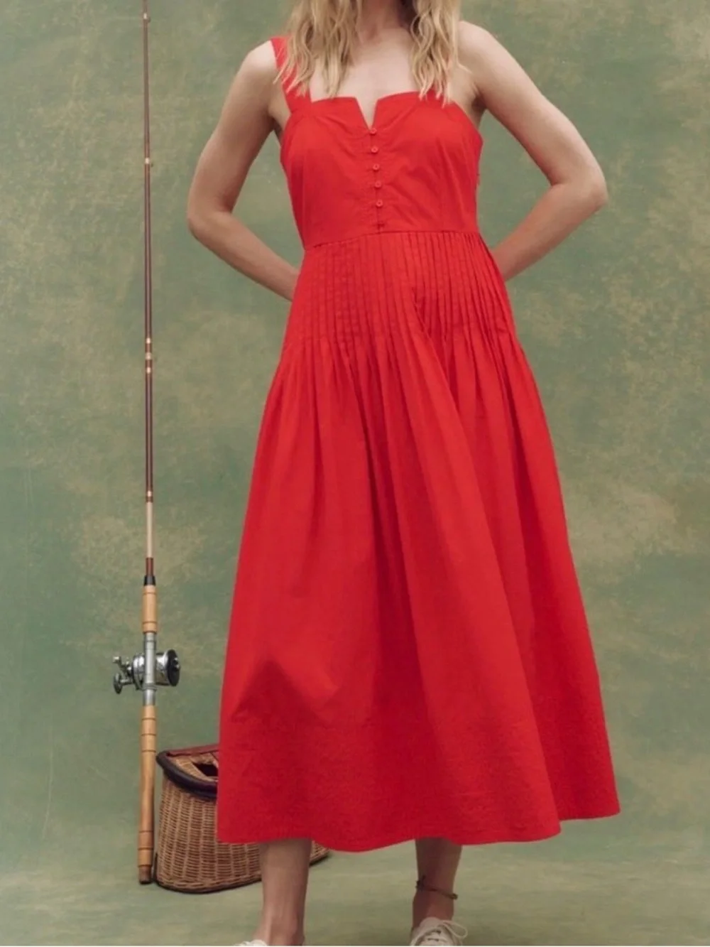 The Great. The Day Break Midi Dress Size 1/S in red - Picture 3 of 6
